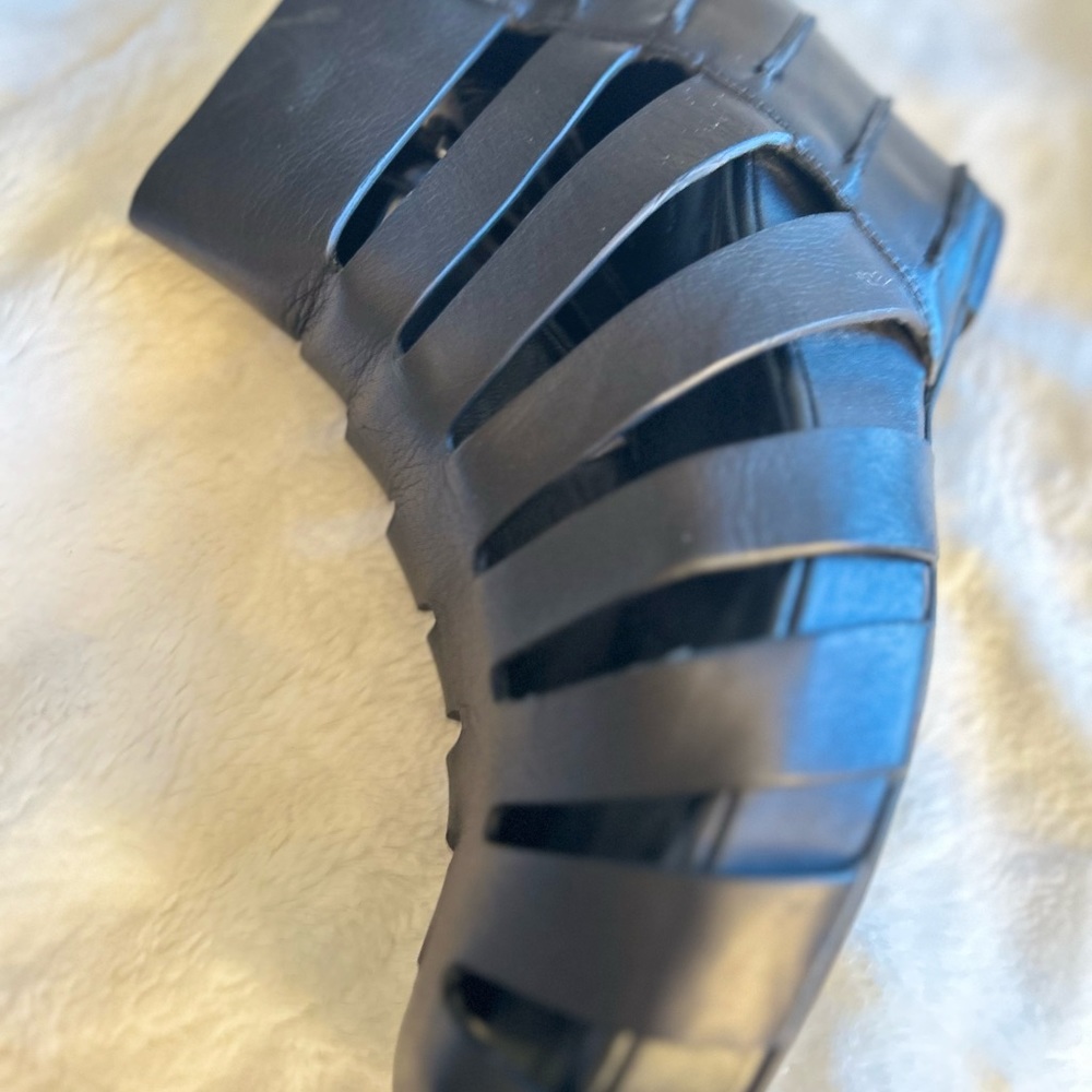 Camilla Skovgaard Black Genuine Leather Cage Lune Low Wedge Calf Boots Size 10US - Picture 4 of 14